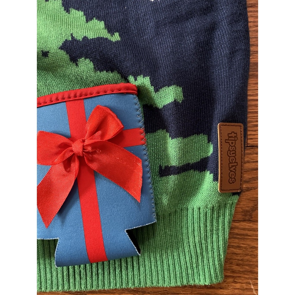 Tipsy Elves Ugly Christmas Sweater Xmas Tree 4 Drink Koozies Men's Large 3D - Picture 4 of 7